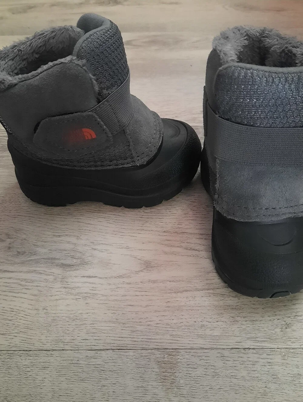 The North Face Baby Grey Waterproof Snow Boots with Black Sole